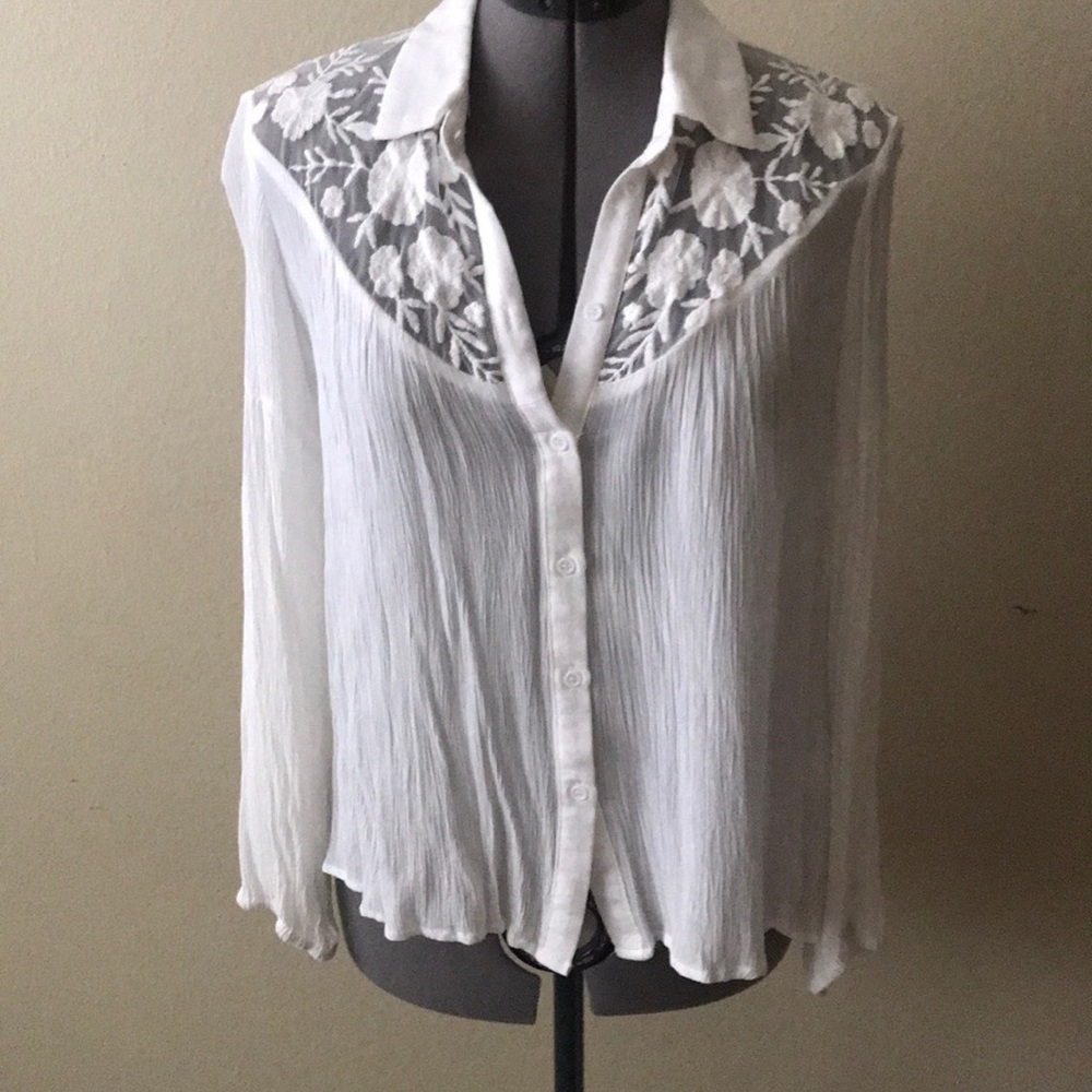 Lace Detail Button Down Blouse - image 1